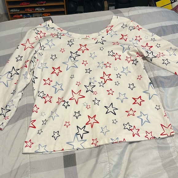 Talbots Tops - Talbots Red White and Blue Stars 3/4 Sleeve Tee. Size Medium